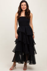Black Layered Maternity Maxi Dress