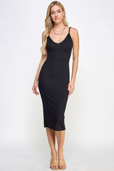 Black Ribbed Cami Maternity Midi Dress