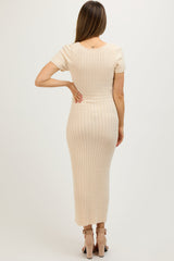 Cream Cable Knit Maternity Sweater Dress