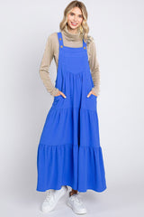 Royal Button Sling Tiered Maternity Midi Dress